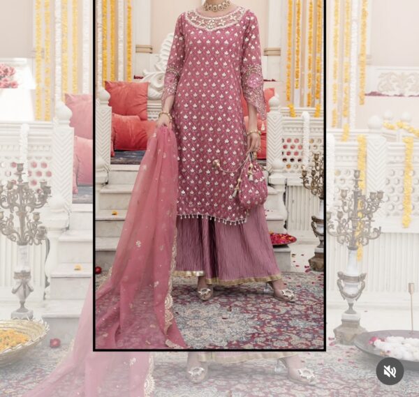 Pre order 3 pcs chiffon foil work suit (delivery 3/4 weeks approx) - Image 2