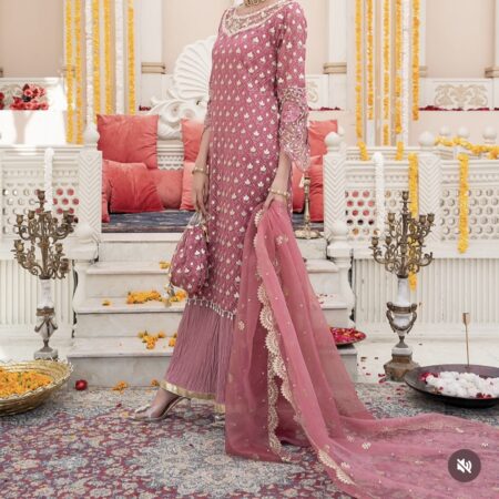Pre order 3 pcs chiffon foil work suit (delivery 3/4 weeks approx)