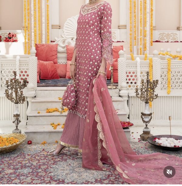 Pre order 3 pcs chiffon foil work suit (delivery 3/4 weeks approx)
