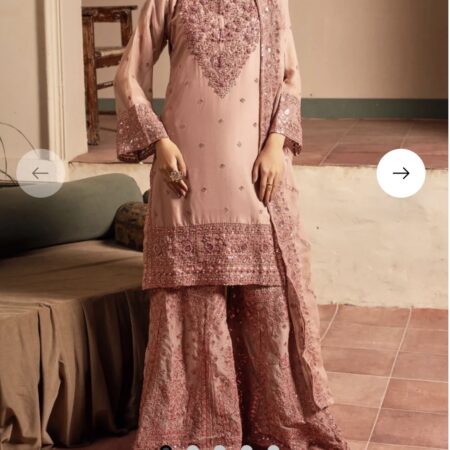 Pre order (3-4weeks delivery ) 3 pcs chiffon suit with gharara